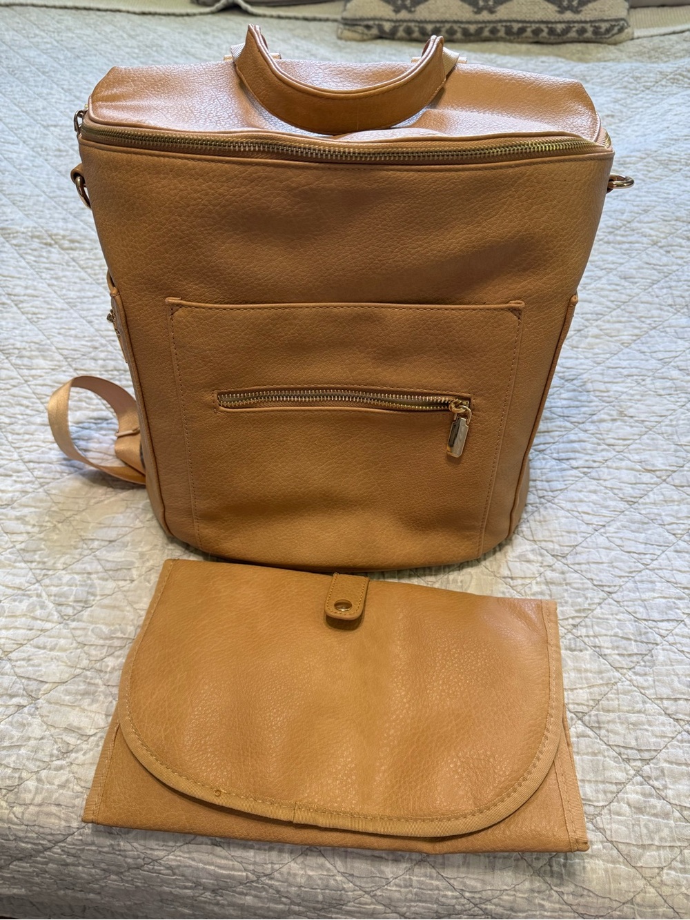 Faux Leather Diaper Bag Backpack